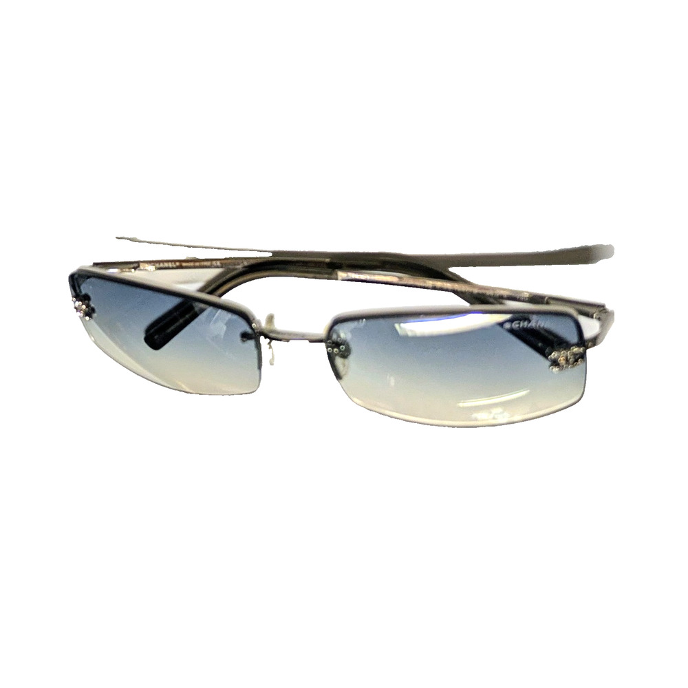 Vintage Chanel Sunglasses Womens Rimless Lens Crystal CC Logo Italy Y2K Eyewear - Picture 3 of 16